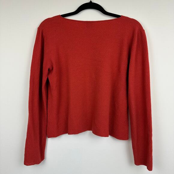 Vintage Eileen Fisher Womens Long Sleeve Italian Yarn Wool Orange Sweater Medium - Picture 2 of 11